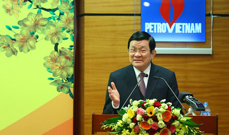 Chủ tịch nước Trương Tấn Sang thăm và chúc tết Tập đoàn Dầu khí Việt Nam
